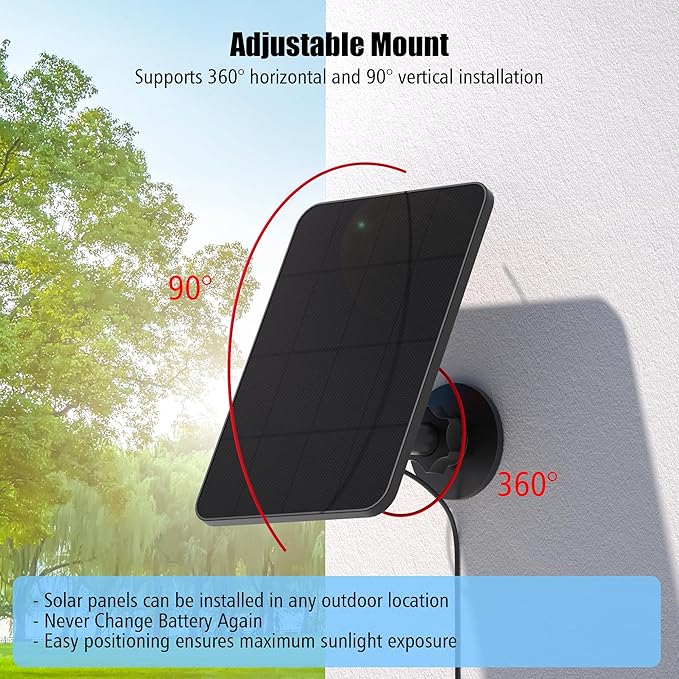 Solar Panel for Blink Camera Outdoor,Outdoor Security Camera Solar Panel Compatible with Blink Outdoor 2K+/4(4th Gen),Waterproof Rubber Plug,13ft Cable,Adjustable Mount(Camera Not Included)(2 Pack)