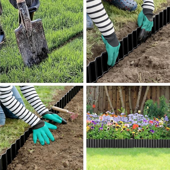 LAVEVE Corrugated Metal Garden Edging 6" x 10Ft, Landscape Edging Border for Lawn, Flower Bed, Garden Fence, Paver Edging (Black)