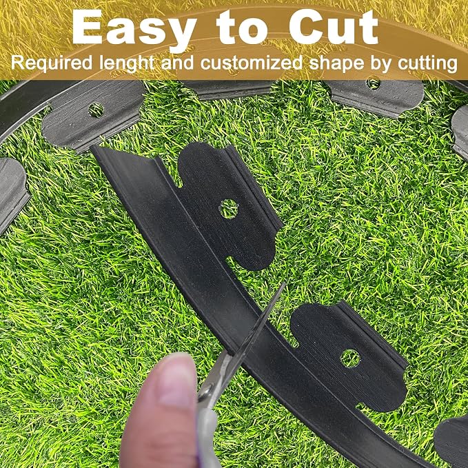 Landscape Edging 33FT,4IN High Garden Edging Borders,Lawn Edging Kit with 30 Spikes, Plastic Fence Edge DIY for Yard,Tree,Flowerbeds,Landscaping,Grass -Black