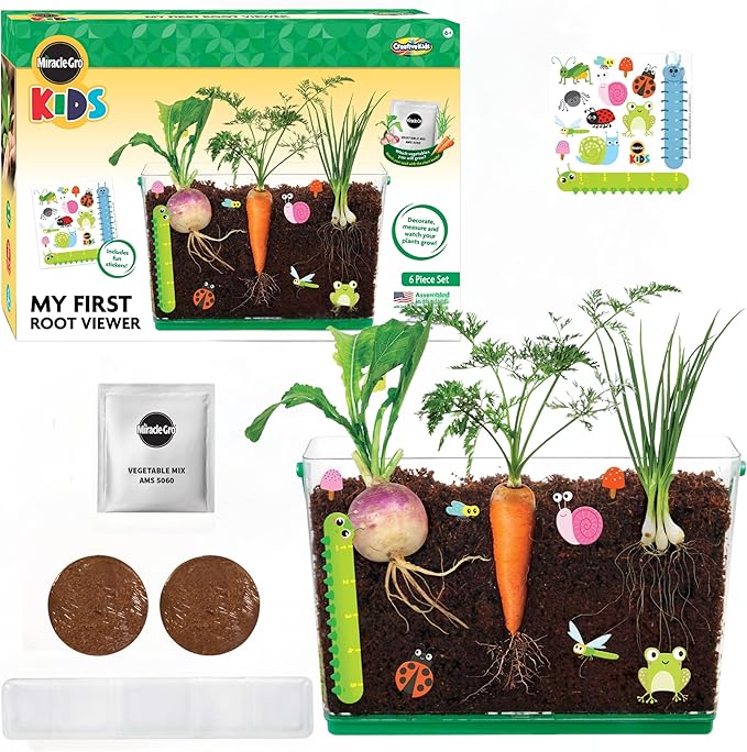 Creative Kids Miracle GRO Root Viewer Garden Kit - Educational STEM Set with Soil & Seeds for Kids Age 6+, Plant Growing Science Lab