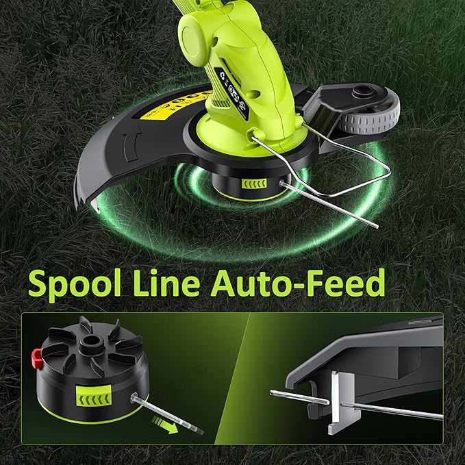 JAGROM Electric String Trimmer Cordless with 2x2.0Ah Battery, 20V Battery Powered 12-inch Lawn Mover & Edger Lawn Tool with Charger, Powered Grass Trimmer with 8pcs Spool Line for Yard, Garden, Green