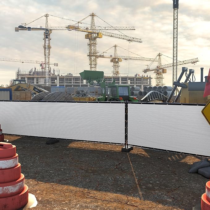 ColourTree Customized Size 6' x 38' White Fence Screen Privacy Screen - Commercial Grade 170 GSM - Heavy Duty - 3 Years Warranty - Cable Zip Ties Included