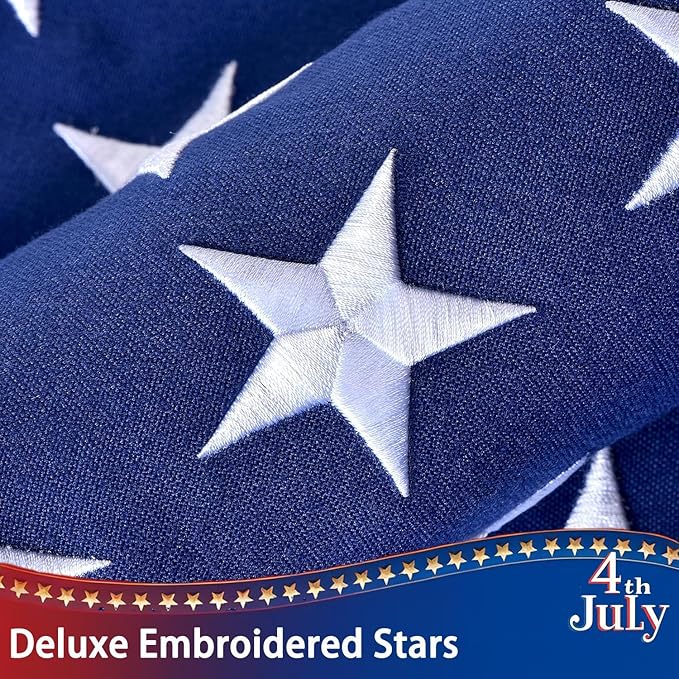 American Flag for Outside 2.5x4 FT, Deluxe Heavy Duty Spun Polyster, TearProof and Waterproof Super Tough Series, All Weather High Wind USA US Flag with Embroidered Stars, Sewn Stripes, Brass Grommets