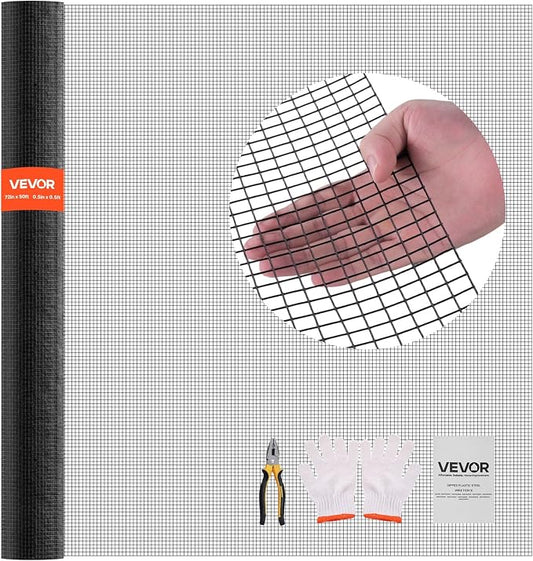 VEVOR Hardware Cloth 72 in x 50 ft, 1/2 in 19 Gauge Galvanized Wire Mesh Roll, Weather-Resistant Vinyl Coated Chicken Wire Fencing, Heavy Duty Welded Garden Plant Fencing for Rabbit Cage Snake Fence