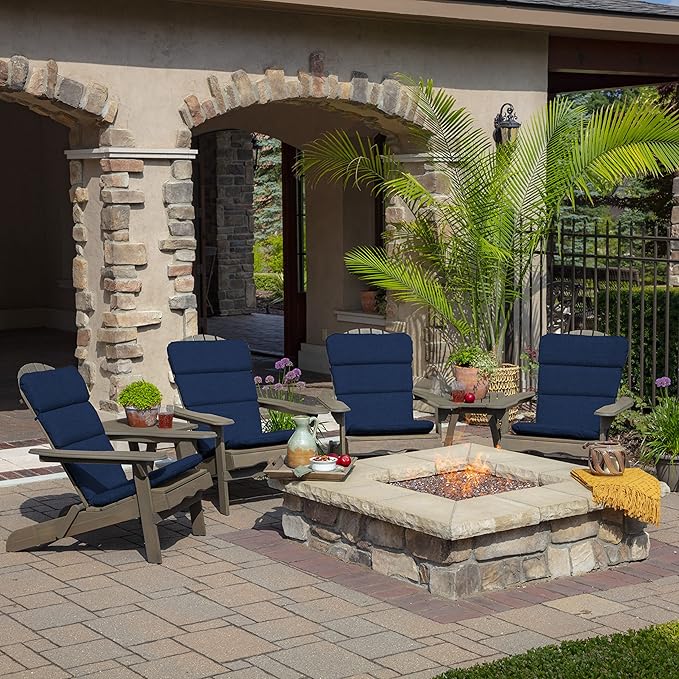 Arden Outdoor Adirondack or Rocking Chair Cushion, 20 x 17, Rain-Proof, Fade Resistant 20 x 17, Sapphire Blue Leala