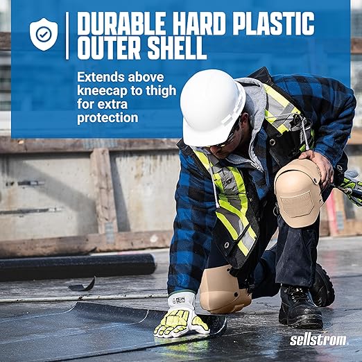 Sellstrom Ultra Flex KneePro Professional Knee Pads for Men & Women with Thick Foam Cushioning & Heavy Duty Hard Outer Shell - Adjustable Straps with Speed-Clips & Ergonomic Metal Hinges - for Construction Work, Gardening, Roofing, Flooring