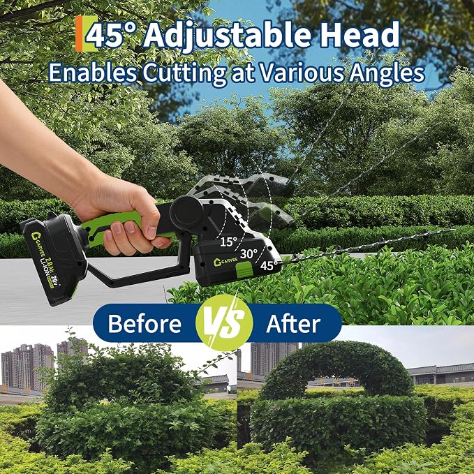 Cordless Hedge Trimmer, 2-in-1 Electric Hedge Trimmer, 20V 2.0Ah Grass Shears and Hedges Trimmers, with 2 Battery and Charger, Usage Time Can Last Up to 120 Minutes, for Gardens, Yards and Lawns