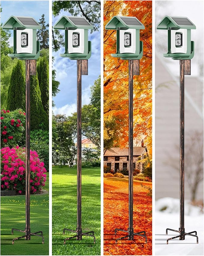 Bird Feeder Pole – 104 Inch Height Bird House Pole with 1-Inch Dia Heavy Duty for Birdfeeders, Feeding Stand with Mount Kit for Outdoor, Slip-Fit Connection, Copper Brushed
