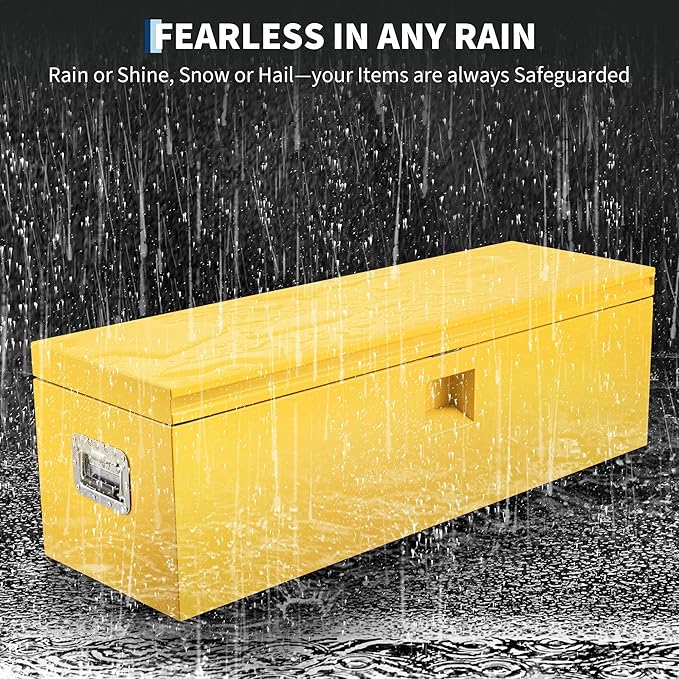 Heavy Duty Steel Truck Toolbox – 76x38x38cm – Gas Shock Lid – t-Handle Lock – Weatherproof Rubber Seal – Secure Underbody Storage Chest – Fits Pickup, Truck Bed, RV, Trailer