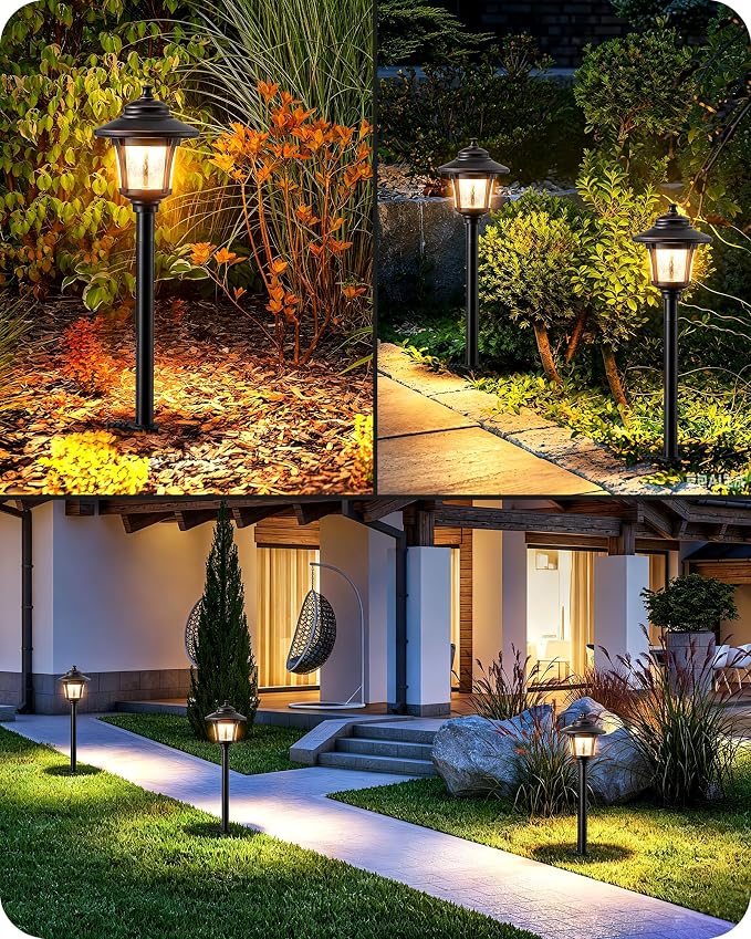 EDISHINE Low Voltage Landscape Lights, 12V 3W 120LM 3000K Seed Glass Outdoor Landscape Path Lights with Connectors, ORB Waterproof Electric LED Pathway Light Wired for Walkway Garden Yard, 6 Pack