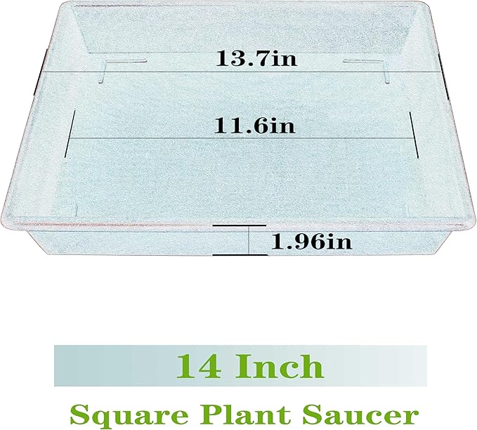 NIMYAU Square Plant Saucer 14 Inch 2 Pack 8 12 14 16 18 20 Plant Trays for Pots Heavy Duty Plastic Plant Saucers for Indoors Outdoors, Flower Pot Plant Drip, Extra Lager No Holes Plant Tray