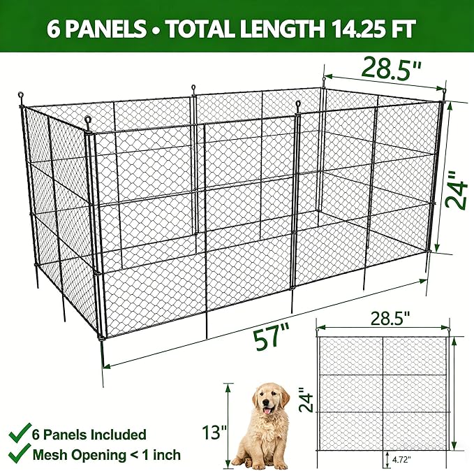 6 Panels Chicken Wire Plant Protectors, 14.26ft(L) x 24in(H) Plant Protectors from Animals, Raised Garden Bed Fencing, Garden Protection Bunny Barricades from Chicken Squirrels for Vegetables