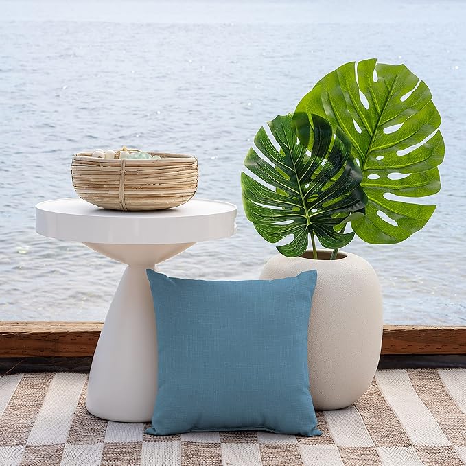Arden Outdoor Toss Pillow, 2 Pack, 16 x 16, Rain-Proof, Fade Resistant French Blue Texture