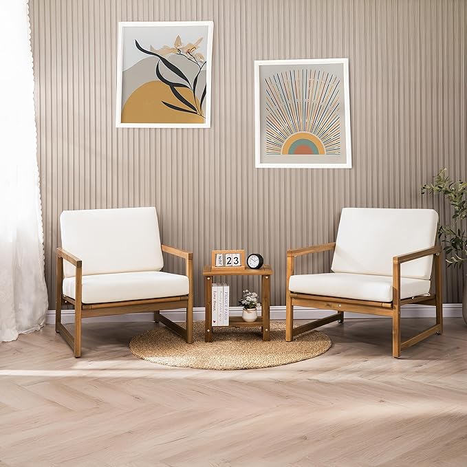 VICTORY RELAX Solid Acacia Wood Side Table with 2-Tier Storage, Weather-Resistant Outdoor Indoor End Table, Natural Rustic Color Night Stand