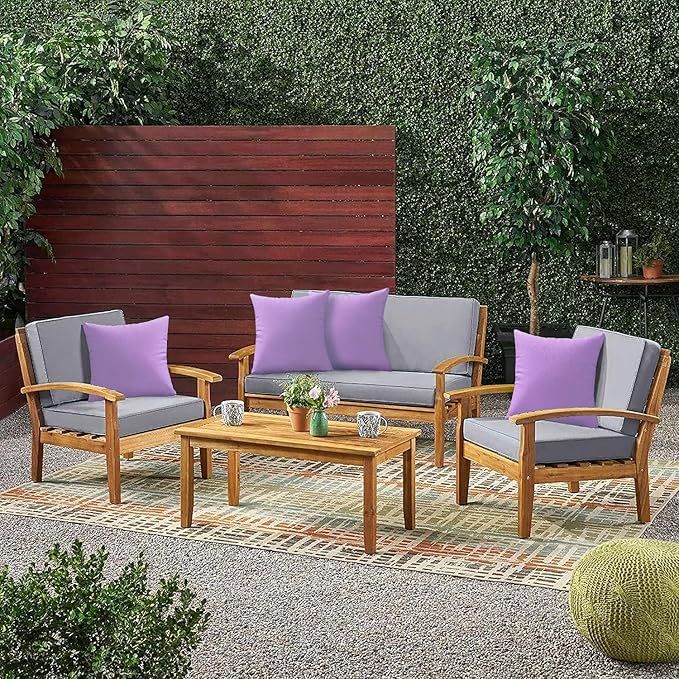 VAKADO Outdoor Waterproof Throw Pillow Covers 22X22 Set of 2 Decorative Purple Patio Furniture Cushion Cases Outside Decor for Couch Garden Bench Porch