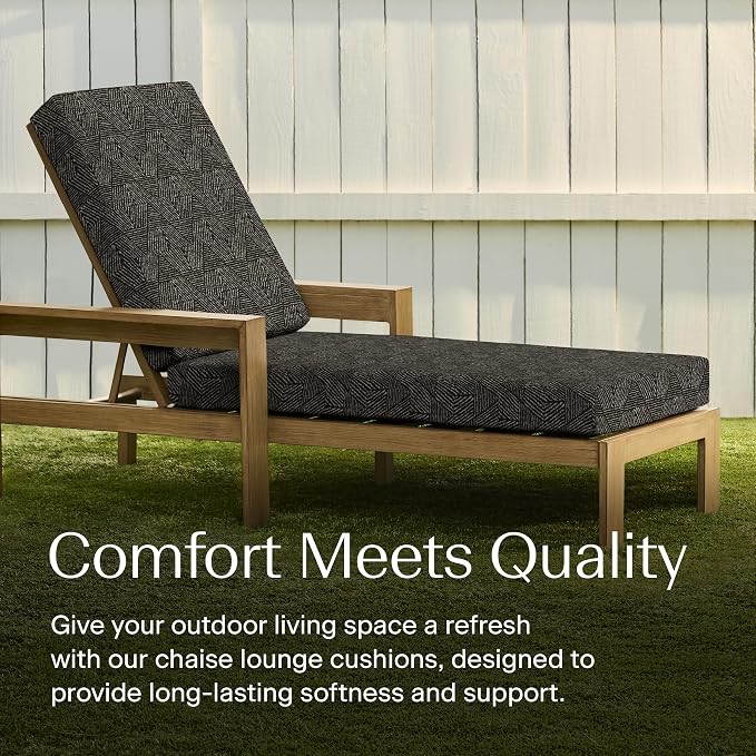 Honeycomb Outdoor Chaise Lounge Cushion for Patio Furniture, Water & Fade Resistant, Removable Cover, 21.5 x 70, Heritage Zaire