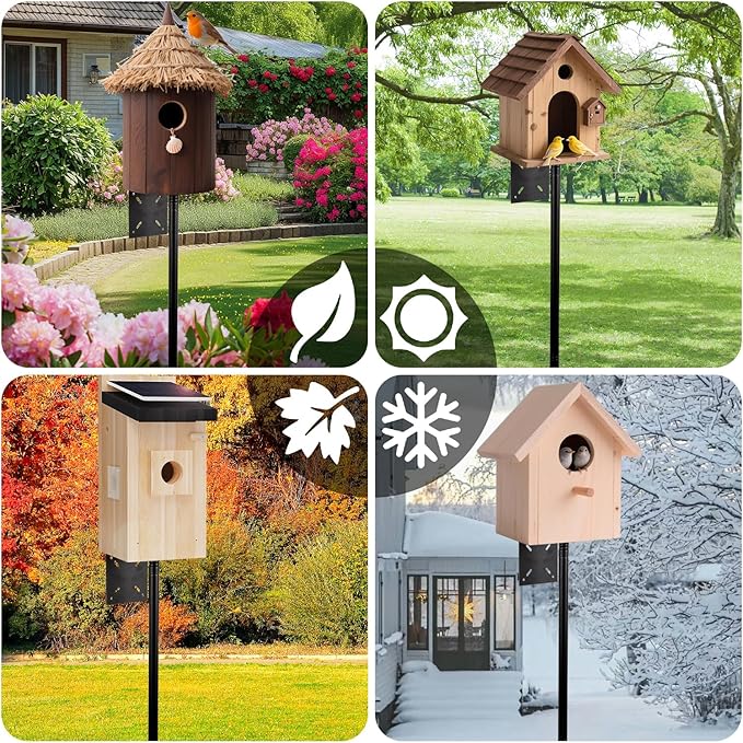 Bird Feeder Pole Stand,92 Inch Bird House Pole for Outdoors Heavy Duty, Bird House Mount Kit with 5-Prong Base,Adjustable Feeding Station for Hanging Feeders,Wild Birds Watching