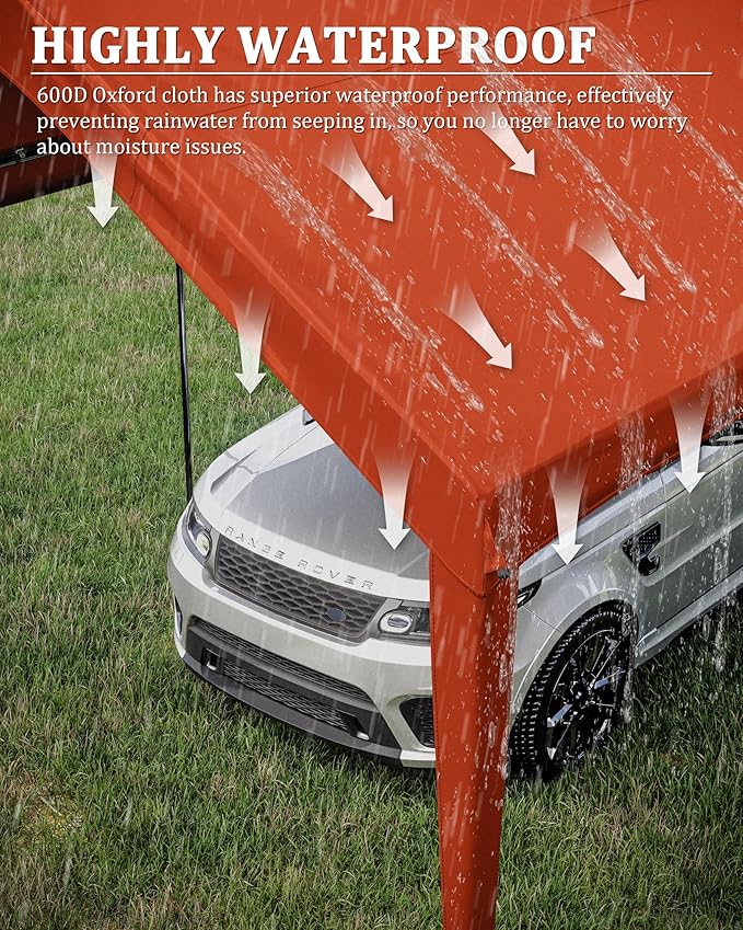 Carport Canopy Replacement Cover 12x20 Heavy Duty Outdoor Portable Car Canopy Oxford Waterproof UV & Tear Resistant Garage Canopy with Ball Bungees (Frame is Not Included)