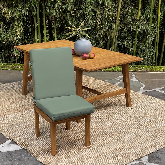 Arden 2-Pack earthFIBER Outdoor Patio Dining Chair Cushion, 20x44, Rain-Proof Seat Pad, Fade-Resistant Outdoor Cushion Sage Green Texture