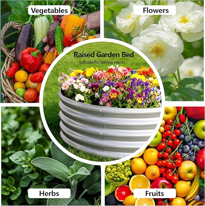 4x1.5x1FT Galvanized Raised Garden Bed Kit,Vegetable Boxes-Oval Metal Flower Box,Large Planter Raised Beds Outdoor Garden for Planting,Fruit,Herb-Silver