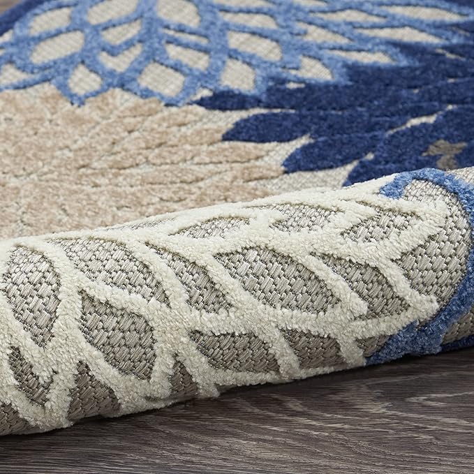 Nourison Home Aloha Indoor/Outdoor Blue/Multicolor 3'6" x 5'6" Area Rug, Tropical, Botanical, Easy Cleaning, Non Shedding, Bed Room, Living Room, Dining Room, Deck, Backyard, Patio (3x5)