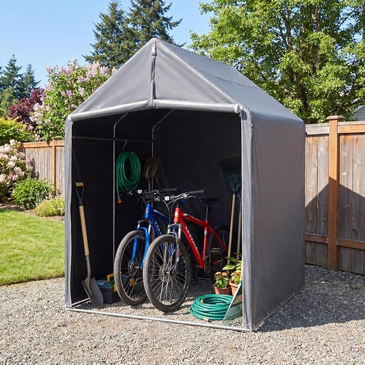 HOTEAGLE Sheds & Outdoor Storage, Portable Garage 6 x 4 ft | 3/4 inch Thick Support Rods & Bolted Frame (Not Socket), Rolled Up Doors and Ventilation Window
