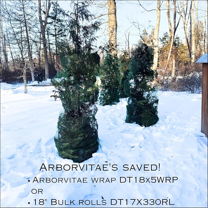Netting Rolls 330' x 18" Wide. A Great Deer Deterrent for odd Shaped Plants and Especially Young Trees. Also Provides Protection for Your Plants from Heavy Snow and ice Damage.