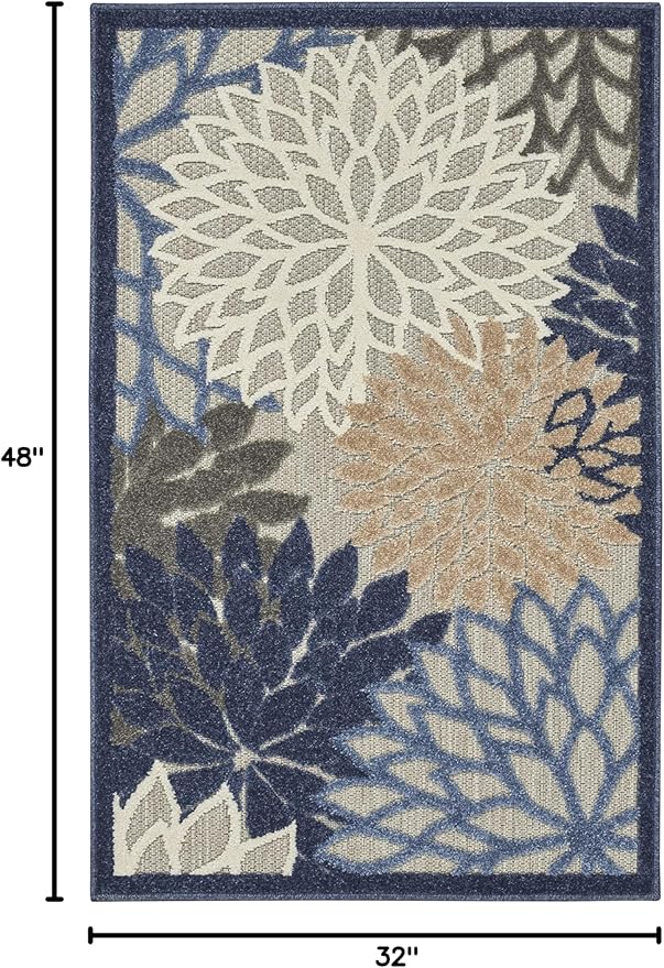 Nourison Home Aloha 2'8" x 4' Blue/Multicolor Outdoor Indoor/Outdoor Rug