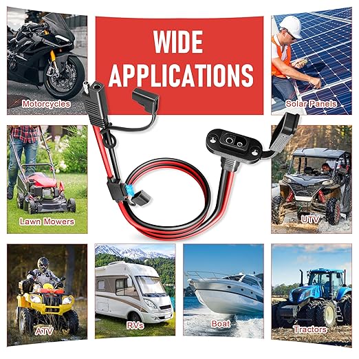 SAE Connector 5FT 10AWG, SAE Battery Quick Connect Plug Waterproof Extension Cable for Solar Panel, Street Glide, Road Glide, Motorcycle Charging Port Upgrade, RV, Solar Generator Battery Charger