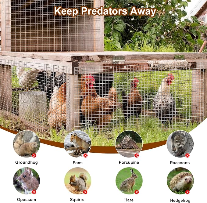 Hardware Cloth 1 inch 48 x 100 ft Mesh 17 Gauge Vinyl Hot Dipped Galvanized After Welding Fence Wire Rodent Mesh Preventing Hare, Raccoons, Foxes, Groundhog Poultry Netting