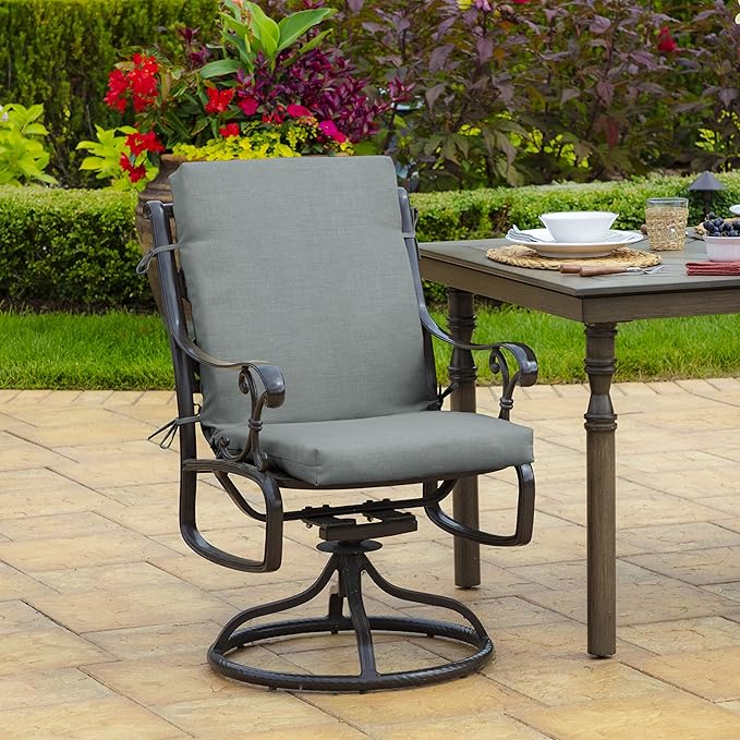 Arden Outdoor Patio Dining Chair Cushion, 20x44, Rain-Proof Seat Pad, Fade-Resistant Outdoor Cushion Stone Grey Leala