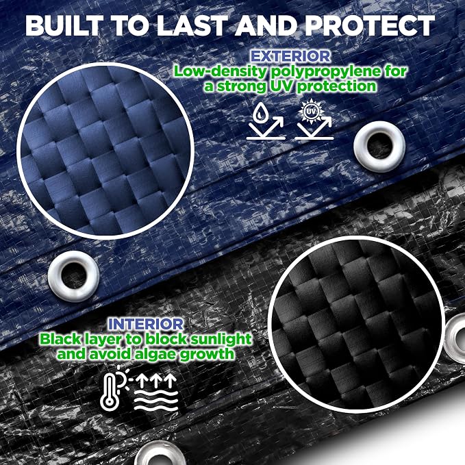 30 ft Round Pool Cover for Above Ground Pools, Above Ground Pool Cover, Swimming Pool Cover, Winter Pool Cover, Keeps Out Debris, Cold and UV Resistant, Supreme Mesh, Navy Blue