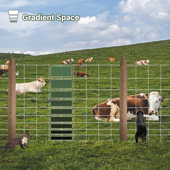 Farm Fence 4.5FT x 164FT, Galvanized Cattle Fence | Heavy Zinc Coating Wire Fencing, 14GA Livestock Fence, Goat Fence, Hog Wire Fencing Perfect for Livestock, Animals Protection