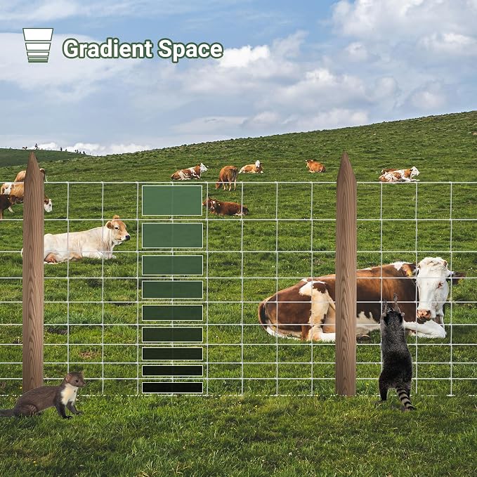 Farm Fence 4FT x 100FT, Galvanized Cattle Fence | Heavy Zinc Coating Wire Fencing, 14GA Livestock Fence, Goat Fence, Hog Wire Fencing Perfect for Livestock, Animals Protection