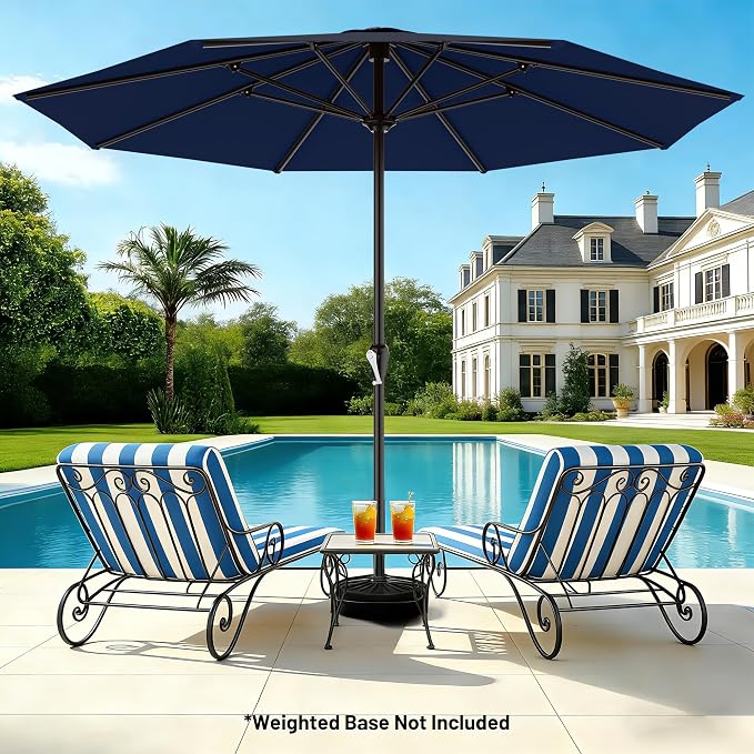 AreShark 12 FT Patio Umbrella for Outdoor, Outdoor Table Umbrella with Push Button Tilt and Crank, Outdoor Patio Umbrellas with 8 Sturdy Ribs, Patio Umbrellas for Market, Garden, Pool (Navy)