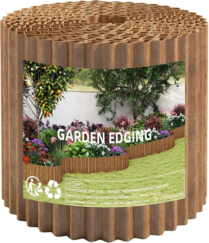 Garden Lawn Edging and Landscape Border - 8" x 20' Corrugated Metal Garden Edging, for DIY Flower Beds, Lawns & Landscaping (Real Rust)