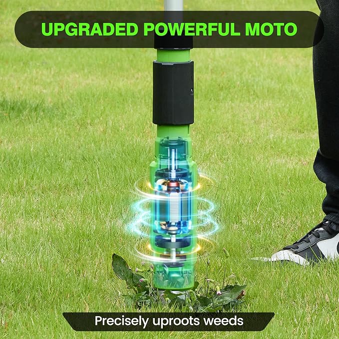 Electric Stand Up Weed Puller Tool with 3.0Ah Battery, Deep Root Removal Adjustable Handle Weeding Tool, Garden Electric Weed Puller with 3-Claw Steel Head for Dandelion, Lawn, Garden,Yard and Farm