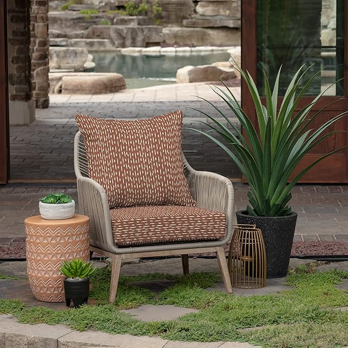 Arden Outdoor Foam Deep Seat Cushion Set (4-Pack), 24x24, Premium High-Density Foam, Never Flattens, Weather-Proof for Patio Chair Sofa Couch, Rust Red Brushed Texture