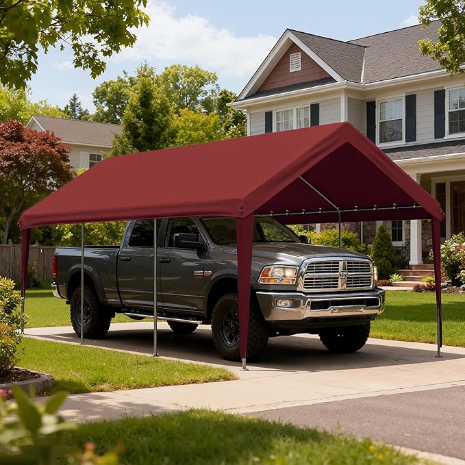 Carport Replacement Canopy Cover 10'x20' for Tent Top Garage Shelter Cover, 800D Heavy Duty Oxford Waterproof & UV Protected Car Canopy Tarp with Ball Bungees (Frame is not Included)