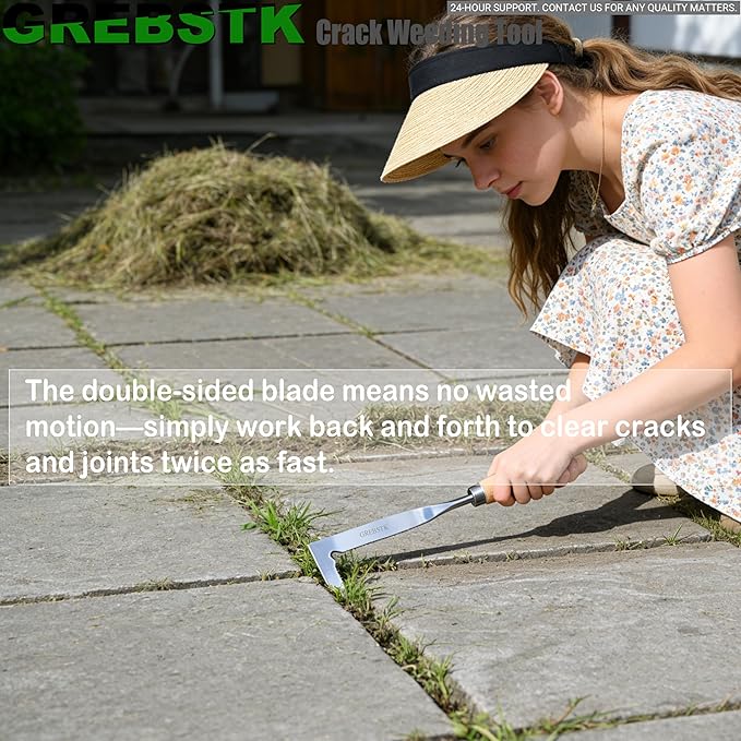 GREBSTK Crack Weeder Crevice Weeding Tool Manual Weeder Beech Handle Lawn Yard Gardening Tool