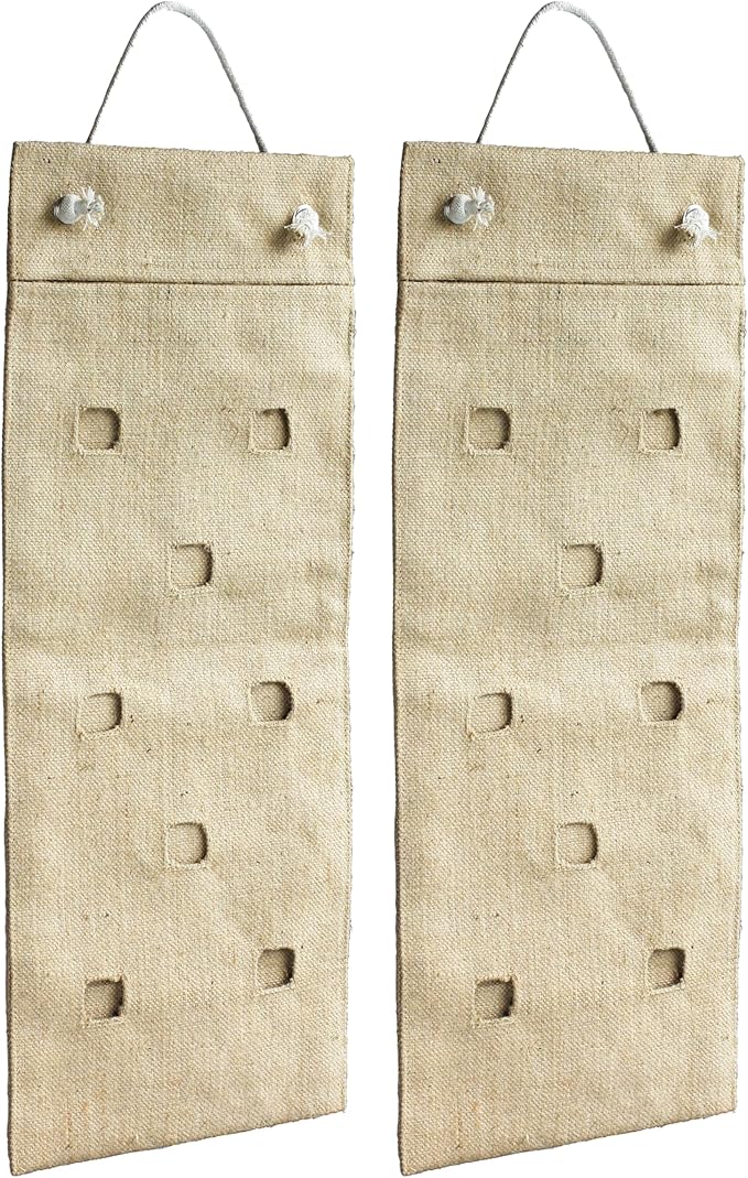 Hang & Grow Burlap Hanging Planter Bags for Outdoor Plants, Vertical Flower Hanging Bag for Easy Outside Garden Decoration, Reusable for Flowers, Strawberry, Vegetables and Herbs, (2 Bags, 8 Holes)