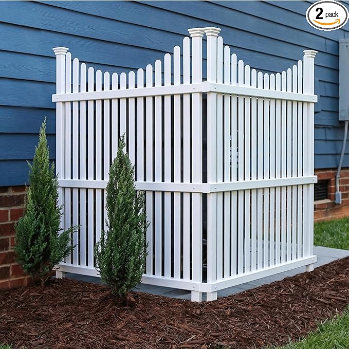 45in H x 36in W (2 Panels) No Dig Enclo Huntersville White Vinyl Privacy Screen, Outdoor Privacy Panels, Trash Can Enclosure, Air Conditioner Fence, Pool Equipment Enclosure, ZP19036
