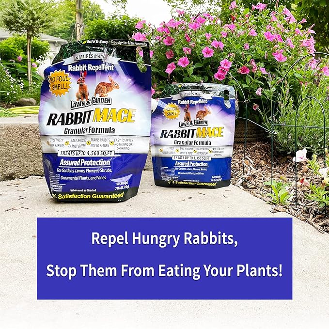 Nature's MACE Rabbit MACE Granules, Rabbit Repellent for Gardens, Lawns, Farms & Landscapes, Treats 19,000 sq ft, Granular Deterrent, 30 Pounds, All-Season Use, Safe for Pets, Children, and Plants
