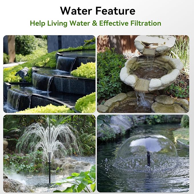 NFESOLAR 50W Solar Pond Filter Fountain, 580 GPH Water Pump, 10 FT Extension Cord, Solar Fountain Pump with Pond Filter Box Outdoor for Koi Ponds Water Feature