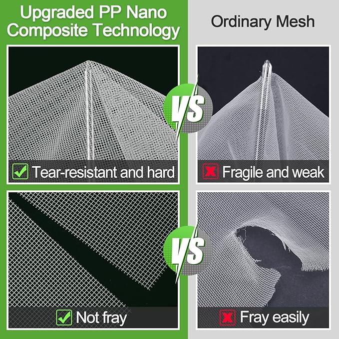 ANPHSIN Strong PP Nanocomposite Mosquito Net Garden Netting - 10 x 12ft Bird Insect Pest Mesh Barrier Screen for Patio, Balcony, Porch, Outdoor Raised Beds Protection (White)