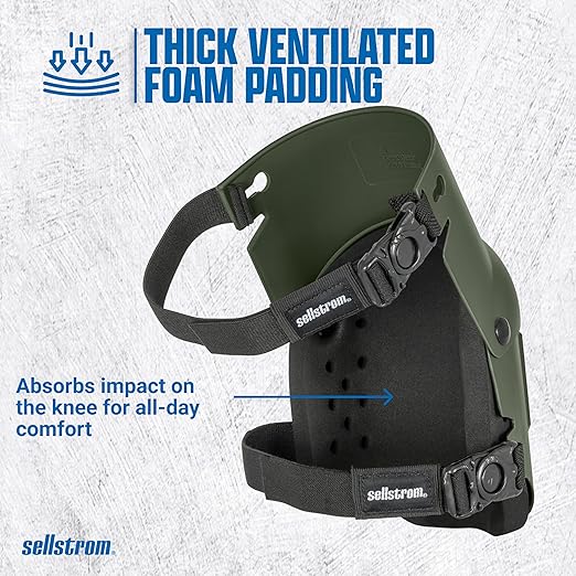 Sellstrom Ultra Flex KneePro Professional Knee Pads for Men & Women with Thick Foam Cushioning & Heavy Duty Hard Outer Shell - Adjustable Straps with Speed-Clips & Ergonomic Metal Hinges - for Construction Work, Gardening, Roofing, Flooring