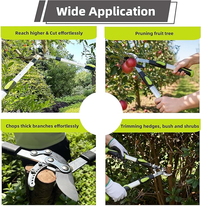 YRTSH Loppers for Tree Trimming Heavy Duty Branch Cutter with Compound Action, Effortless Tree Pruner Extendable 21-26" Loppers for Gardening, Long Handle Pruning Shears with 1.6" Clean Cut Capacity