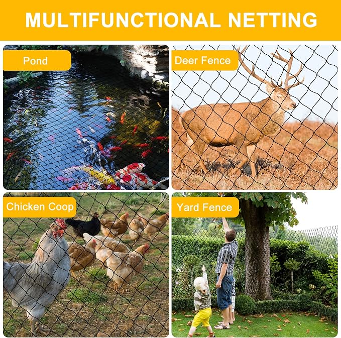 BSTPCOO Nylon Bird Netting 50'x50' with 2.4" Square Mesh Hawk Net for Chicken Run, Poultry Netting Aviary Nets Garden Bird Net for Chicken Coop Nettings Roof Hawk Proof