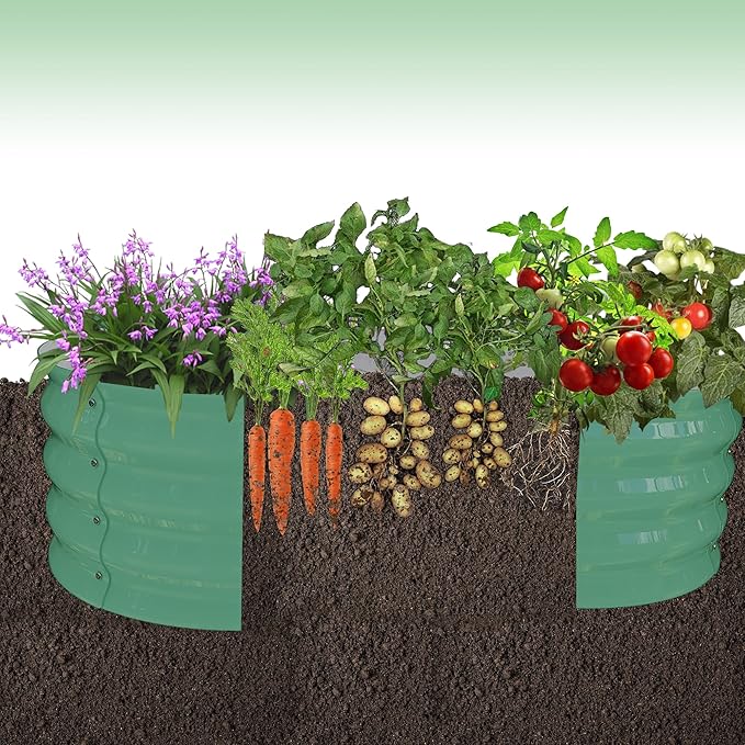 2 Pack Galvanized Raised Garden Bed – 4x4x1 ft Raised Beds-Coated Metal Planter Box with Floral Edge, Easy Assembly Rust-Resistant Outdoor/Indoor Garden Box for Vegetables, Flowers, Herbs, Green