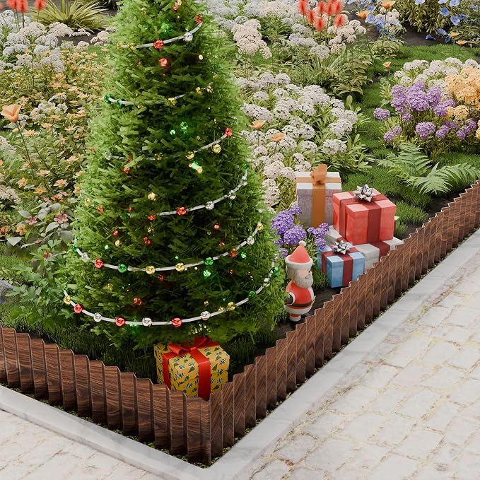 SnugNiture Corrugated Metal Garden Edging,10" x 20' Sturdy Lawn Edging Border,Landscape Edging Border for Lawn, Flower Bed,Garden and Yard(Brown)